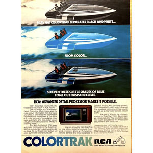 RCA Colortrak Television Speedboat Original 1981 Magazine Print Ad